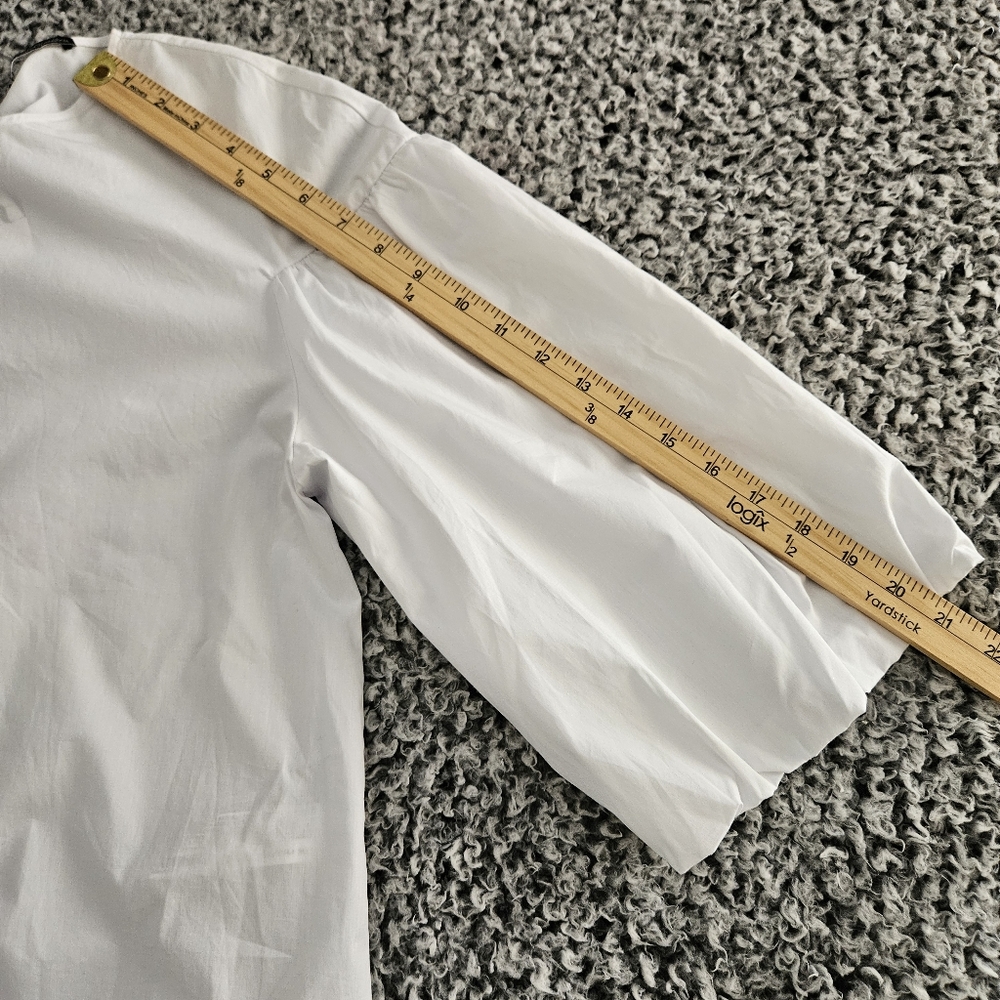 Zara White Cotton Blouse XS Balloon Puff Sleeve Summer Relaxed Boho Top - Picture 14 of 14